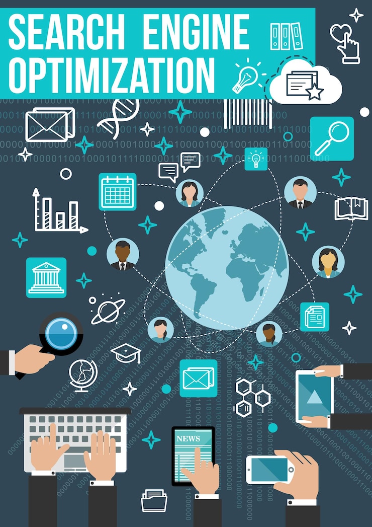 Vector seo optimization banner web business design