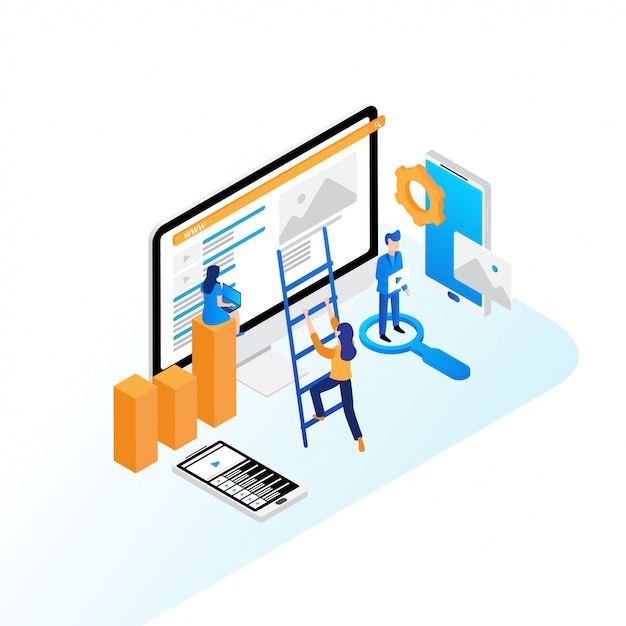 SEO Optimization concept Flat isometric design