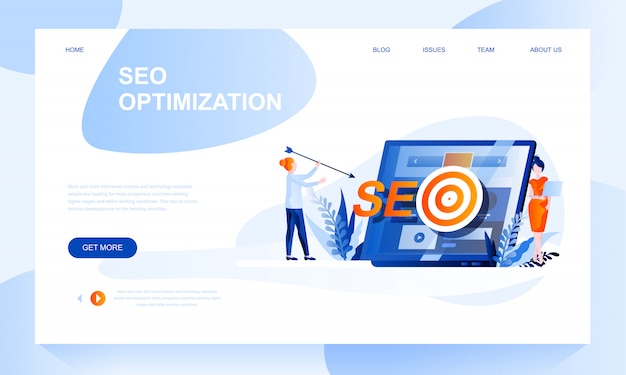 Vector seo optimization landing page template with header