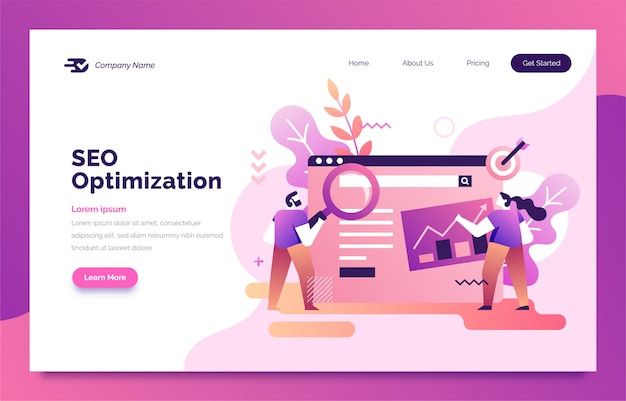 Vector seo optimization landing page for web