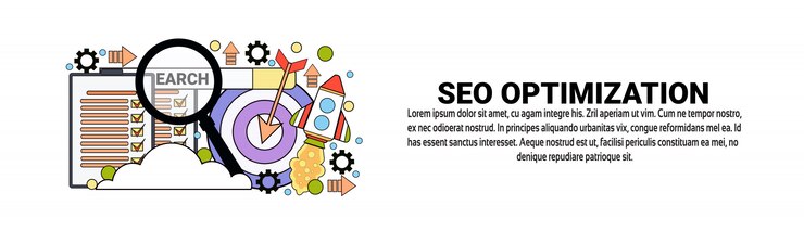 Vector seo optimization marketing business concept horizontal web banner template