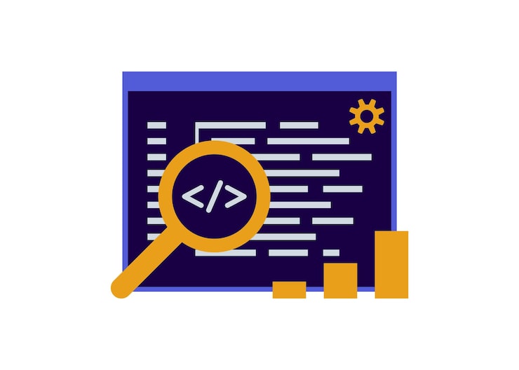 Vector seo optimization meta data script coding programming search engine optimization analytics
