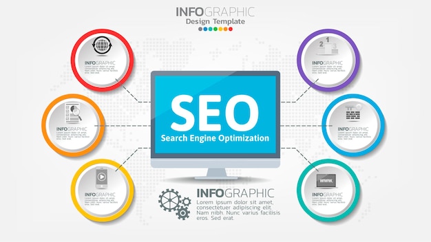 Seo поисковая оптимизация баннер веб-значок для бизнеса и маркетинга