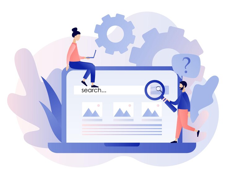 Vector seo search engine optimization concept set. flat cartoon style. vector illustration	