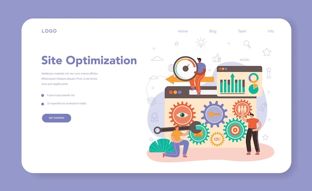 SEOスペシャリストのWebバナーまたはランディングページ。検索エンジンのアイデア