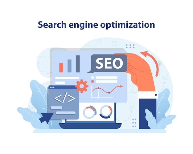 Seo strategy visualization a hand finetunes seo elements on a screen enhancing web visibility and