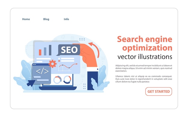 Vector seo strategy visualization a hand finetunes seo elements on a screen enhancing web visibility and