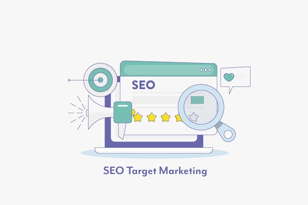 Vettore illustrazione di marketing di destinazione seo