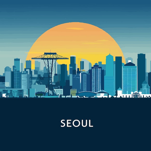 Vector seoul city skyline vector