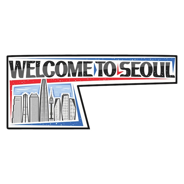 Seoul Skyline Landmark Vlag Sticker Embleem Badge Reizen Souvenir Illustratie