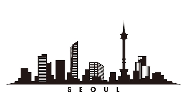 Seoul skyline silhouet vector