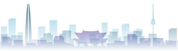 Vector seoul transparent layers gradient landmarks skyline