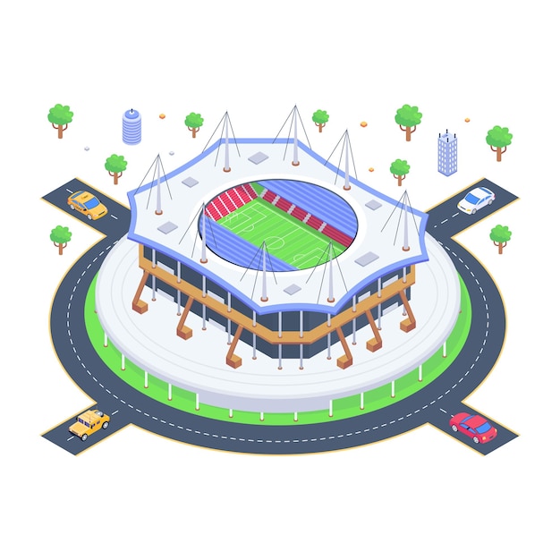 Vettore illustrazione isometrica dello stadio della coppa del mondo di seoul