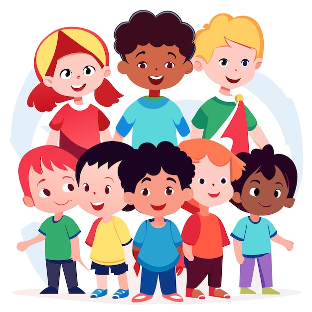 Vector separate illustrations multicultural children vector design