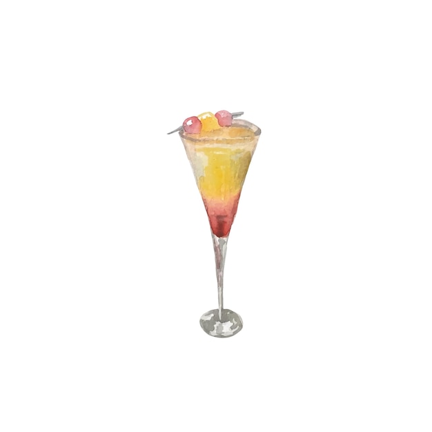 Separate watercolor pineapple cocktail