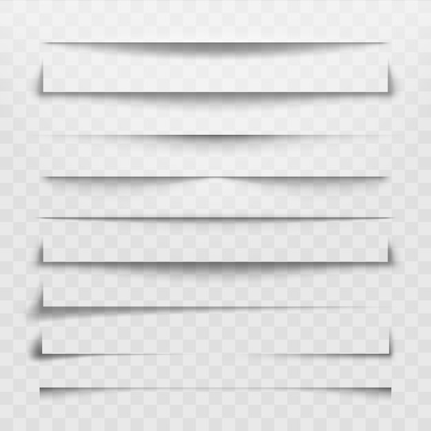 Vector separator line or shadow divider for web page. horizontal dividers, shadows dividing lines and corners