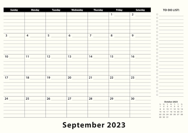 September 2023 Monthly Business Desk Pad Calendar