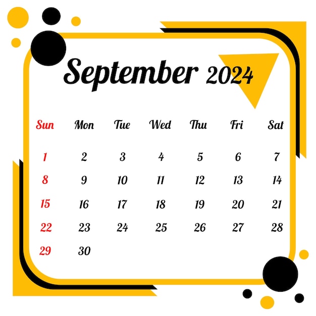 Календарь на сентябрь 2024 года | Премиум векторы