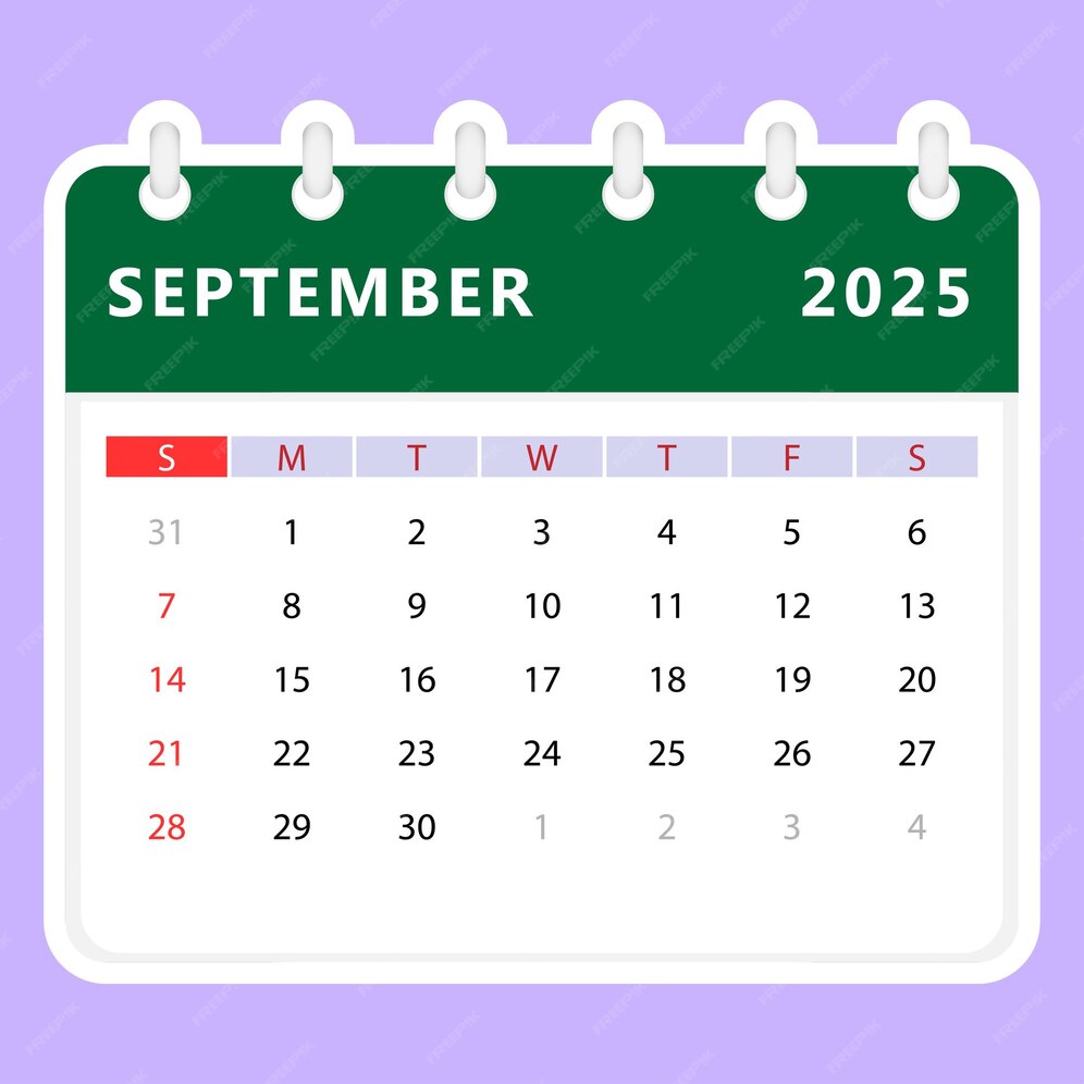 Premium Vector September 2025 calendar Sunday start Vector design