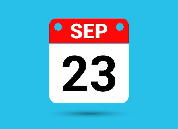 23 сентября Календарная дата Плоская икона День 23 Векторная иллюстрация.