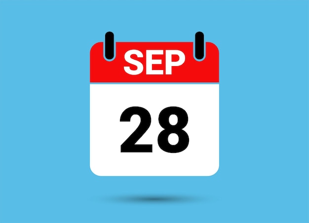 September 28 calendar date flat icon day 28 vector illustration