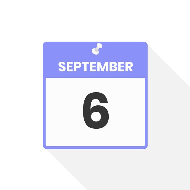 Vector september 6 calendar icon date month calendar icon vector illustration