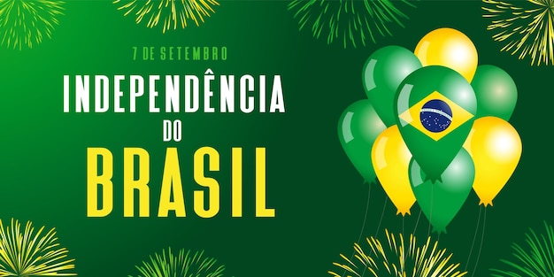 September 7, portuguese text brazil independence day, greeting card or poster concept.