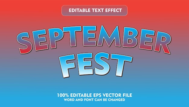 September fest bewerkbaar tekststijl teksteffect