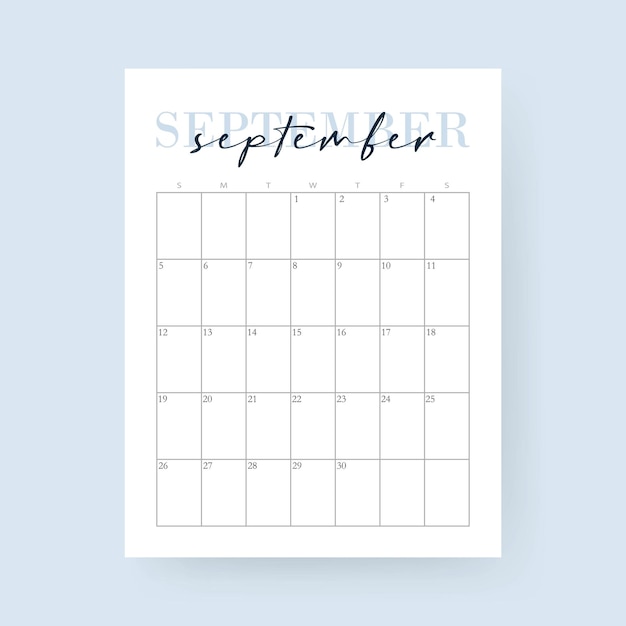 Vector september month 2021 calendar. layout for 2021 years. week starts from sunday.