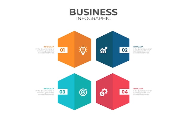 Sequence of four options or steps business infographic diagram template