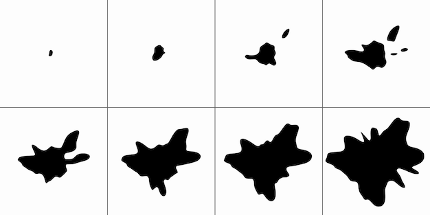 Sequential drawings blots for animation, vector design