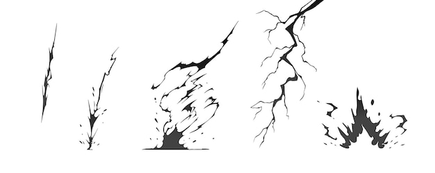 Sequentie vector illustratie van bliksemslag bolt silhouetten