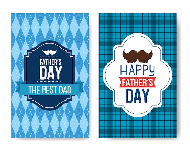 ser cards of happy fathers day with decoration