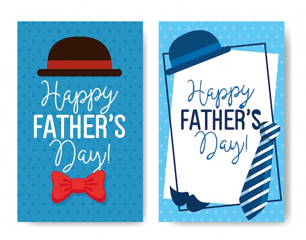 ser cards of happy fathers day with decoration