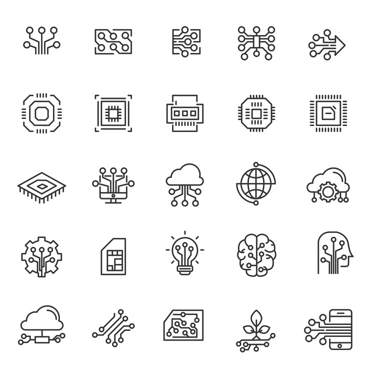Vector ser van circuittechnologie pictogrammen