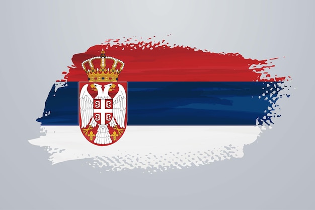 Serbia brush paint flag