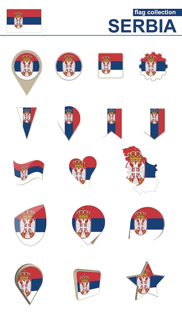 Vettore serbia flag collection grande set per il design