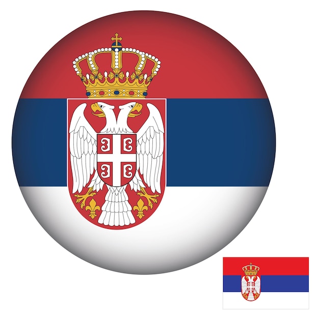 Vettore bandiera della serbia a forma rotonda