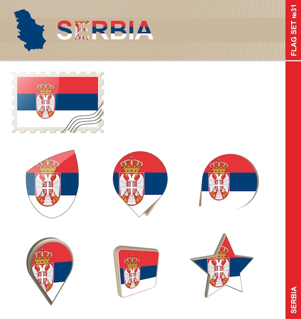 Bandiera serbia set flag set 31 vettore