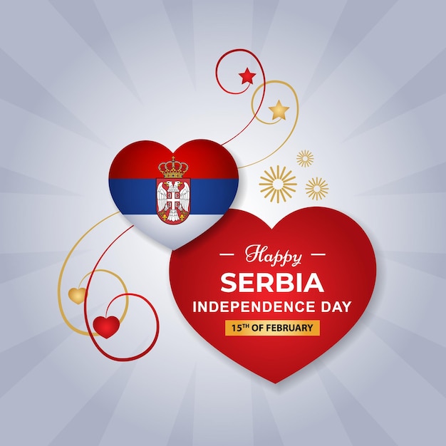 Vettore bandiera del cuore della serbia per il giorno dell'indipendenza