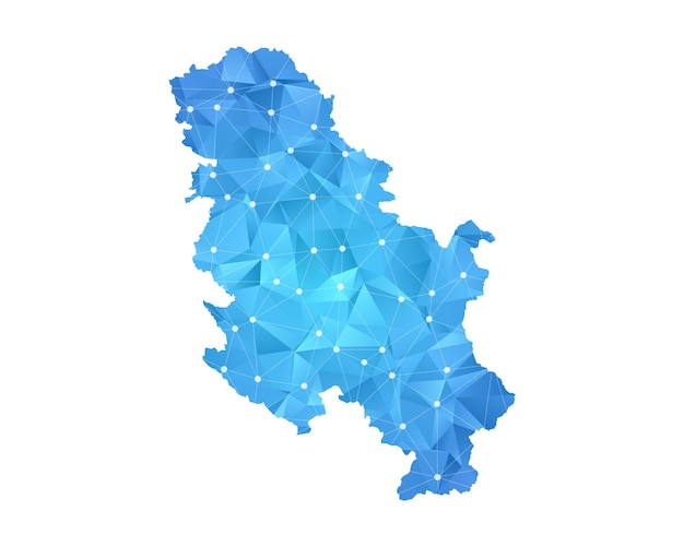 Serbia map line dots polygonal abstract geometric.