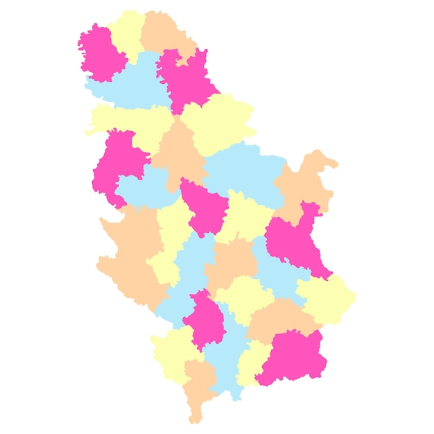 セルビア 地図 セルビアの行政州を多色で示す地図