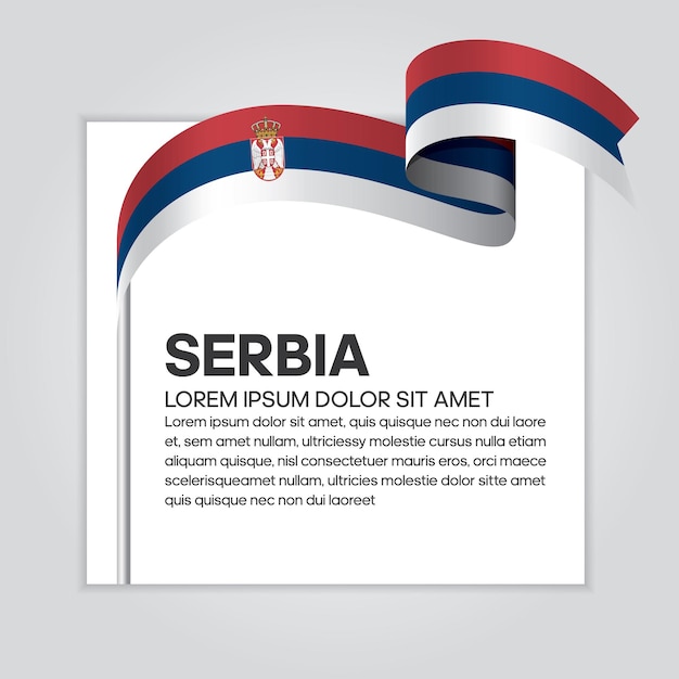 Serbia ribbon flag, vector illustration on a white background