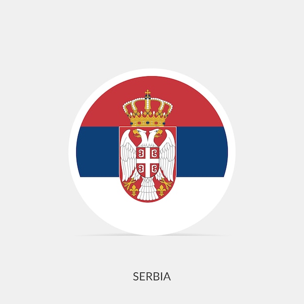 Serbia round flag icon with shadow