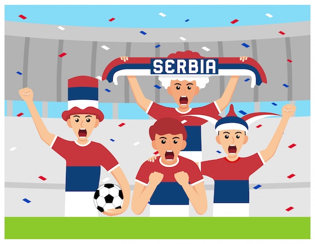 Vector serbia supporters in flat design