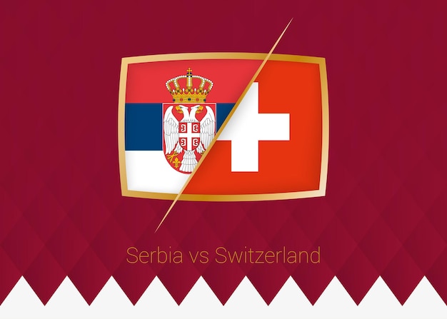 Icona della fase a gironi della serbia vs svizzera della competizione calcistica su sfondo bordeaux