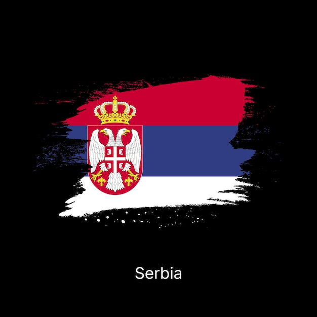 Vector serbian flag with coat of arms on painted texture