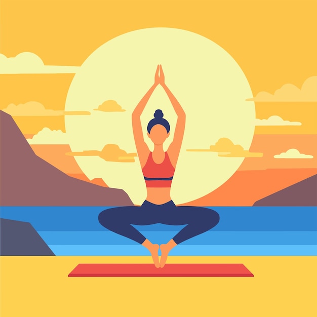 Serene Beach Yoga Retreat Embrace Wellness en Tranquility vector illustratie