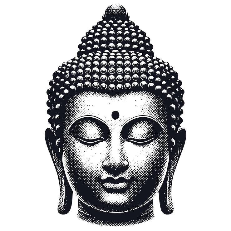 Vector serene buddha head