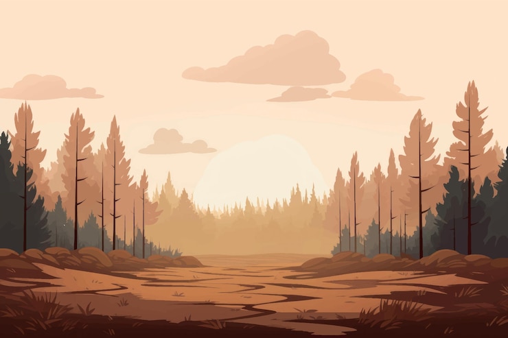 Vector serene forest landscape illustration